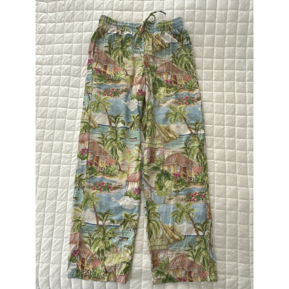 DUVIN Womens Pants XL Colorful Tropical Graphic Wide Leg Beach Bohemian Summer - Picture 1 of 13